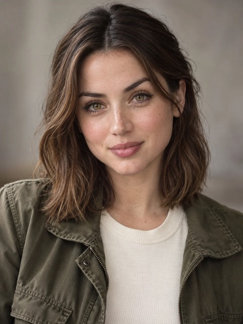 Portrait of a woman in an olive jacket